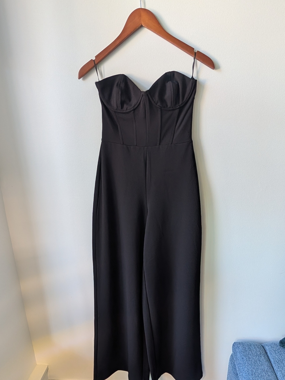 Zara Black Bustier Wide-Leg Jumpsuit NWOT - Picture 2 of 6